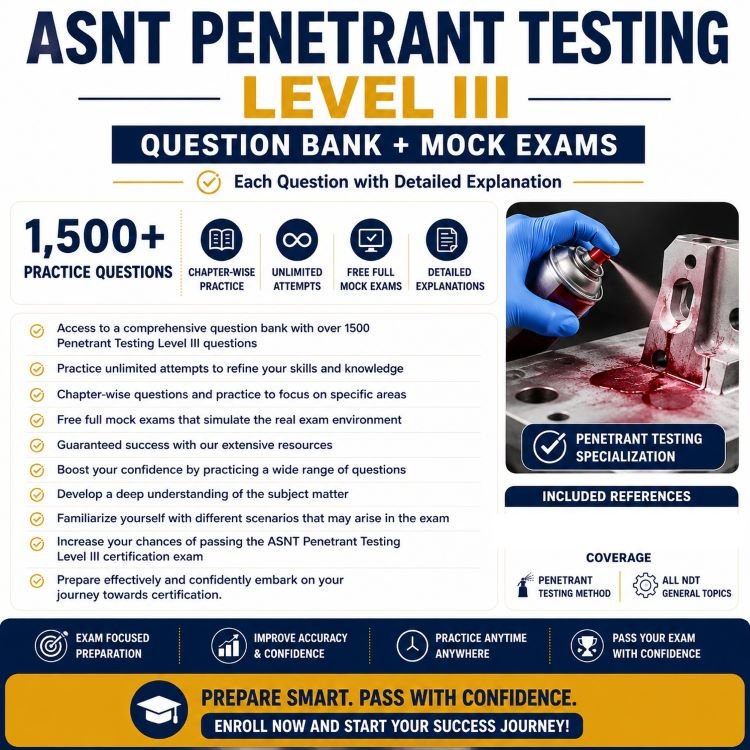 ASNT Penetrant Testing Level III Question Bank + Mock Exams